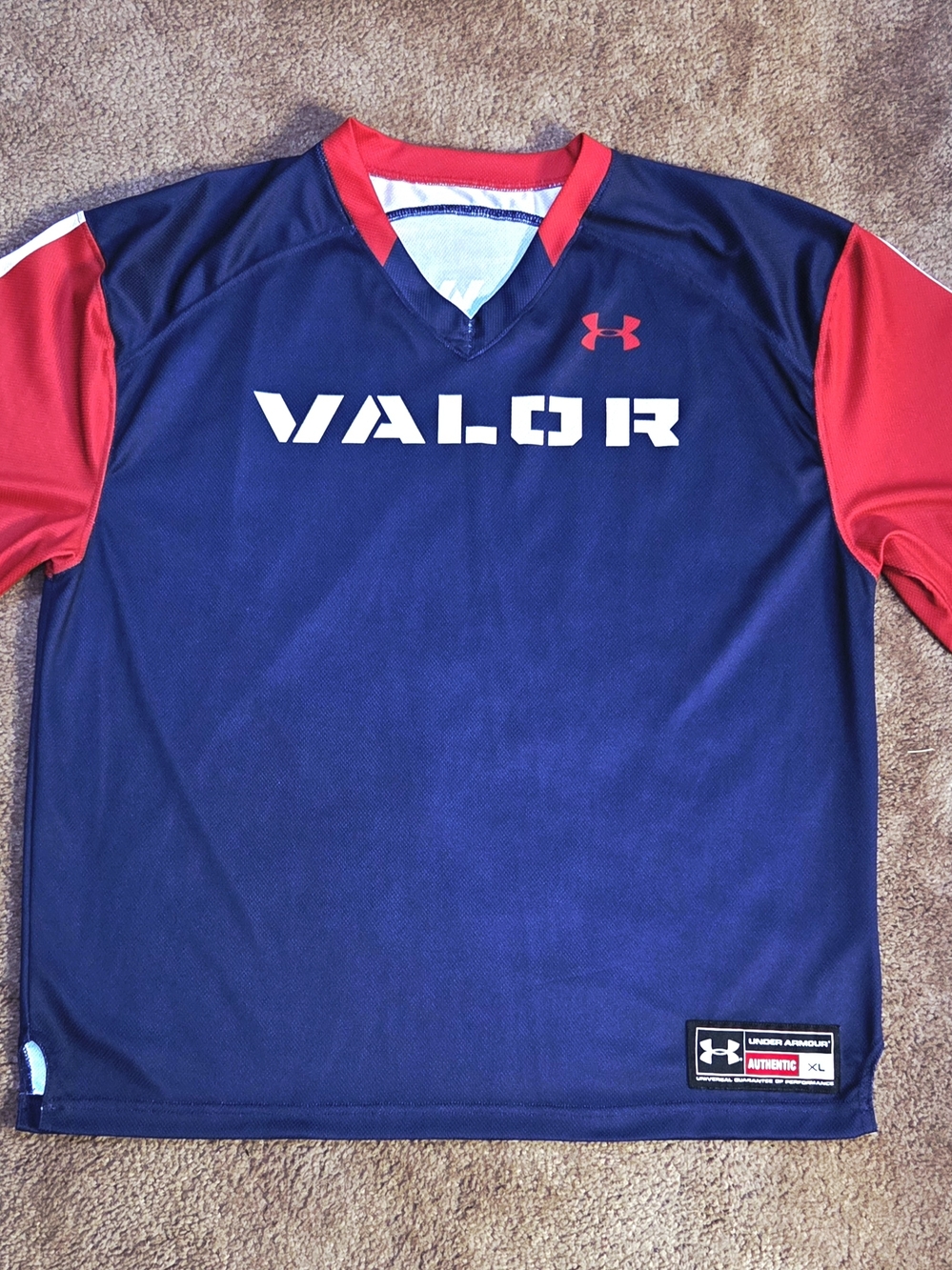 Under Armour Navy and Red 'VALOR' Performance Jersey